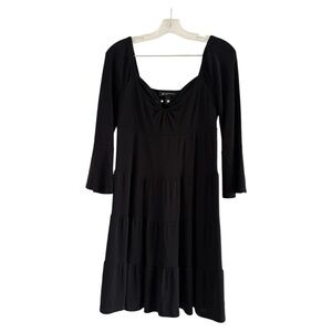 INC International Concepts Women’s Black Tiered Bell Sleeve Dress-PETITE SMALL